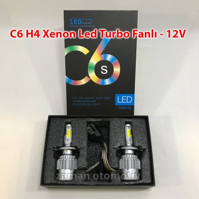 C6 - H4 Xenon Led Turbo 12V Fanlı C.O.B - Şimşek Etkili